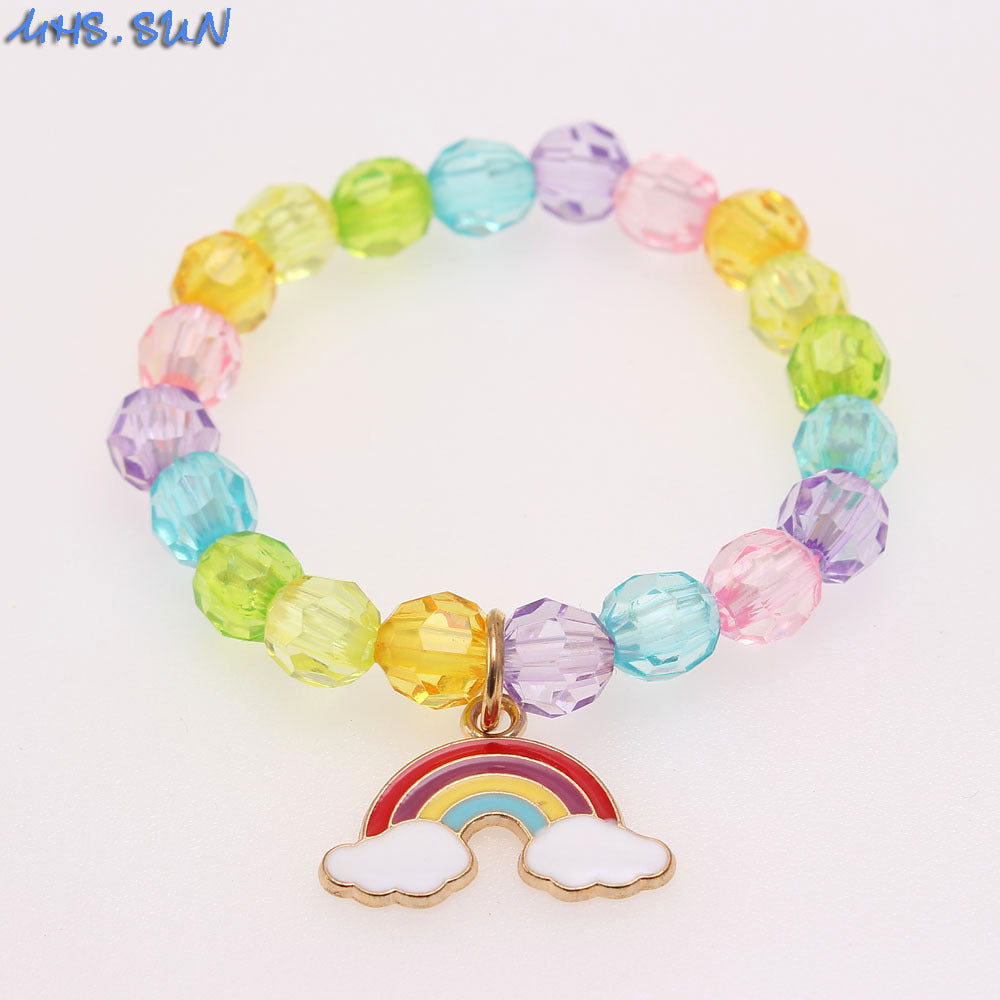 Wholesale Rainbow Cloud Oil Drip Acrylic Beaded Bracelet